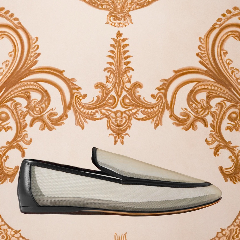 KHAITE Alessia leather trimmed mesh loafers